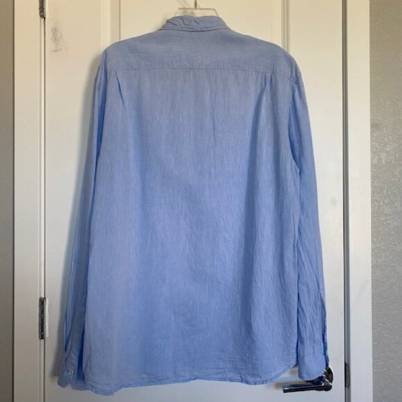 INTIMISSIMI Uomo Light Blue Linen/Cotton Button Up Shirt XL - Picture 6 of 14